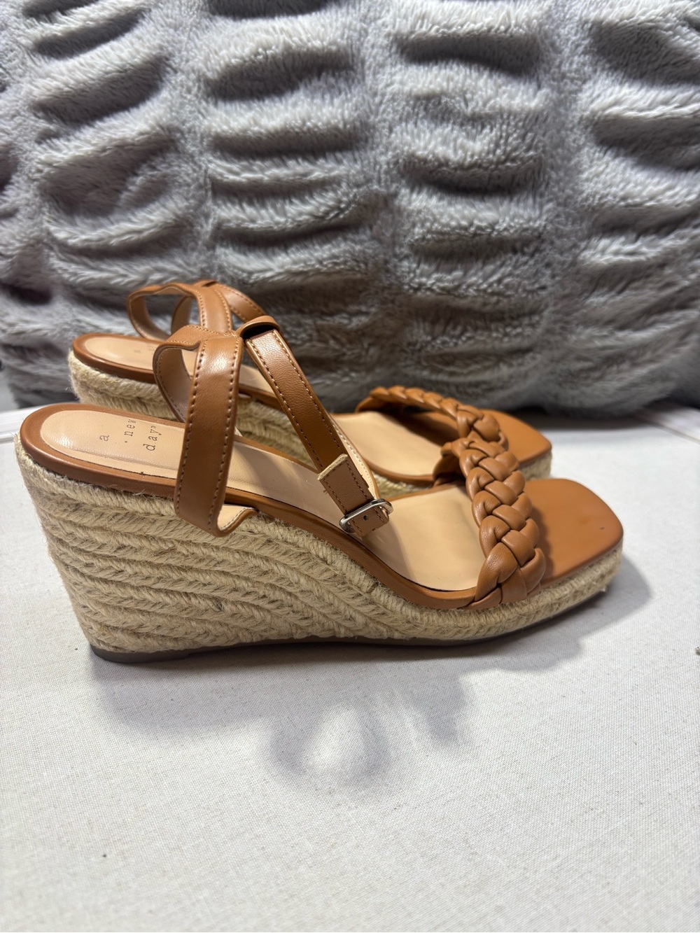 a new day Tan Braided Espadrille Wedge Sandals